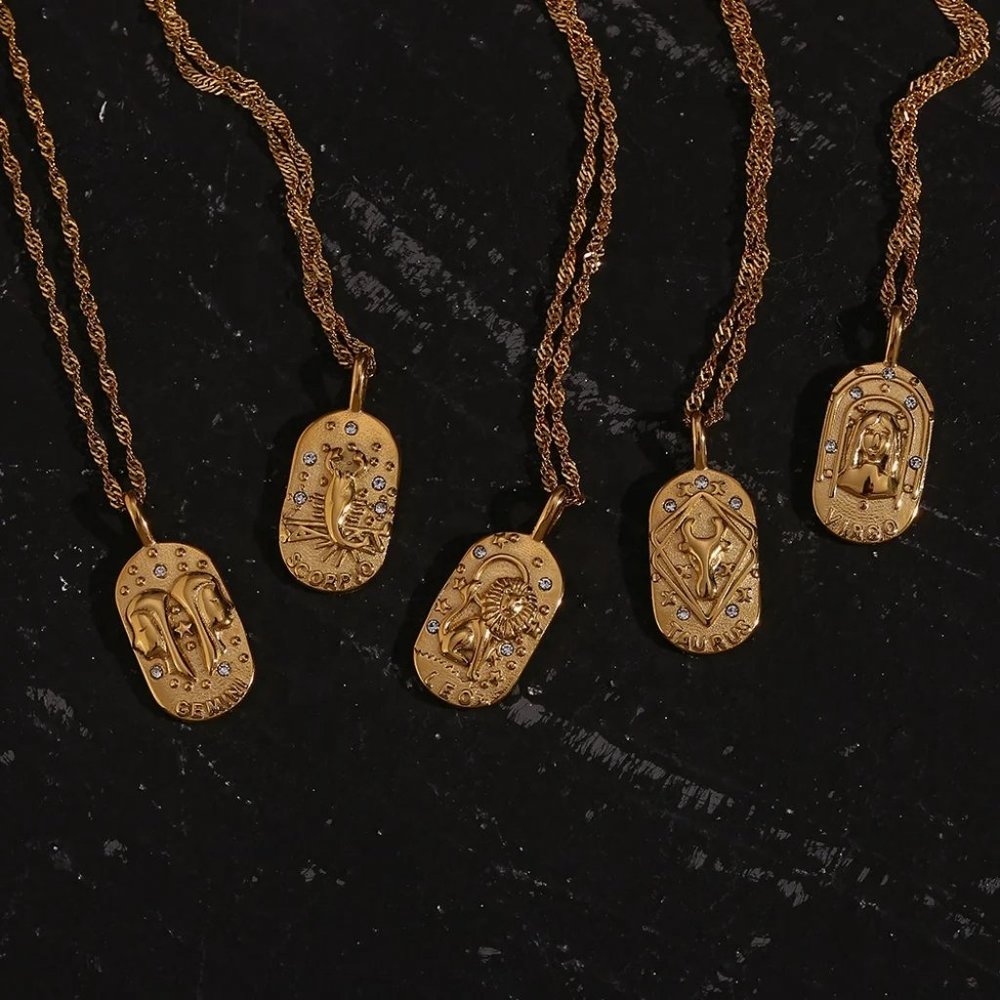 Scorpio Zodiac 18K Gold Plated Stainless Steel Astrology Pendant Necklace‎ - Picture 3 of 8
